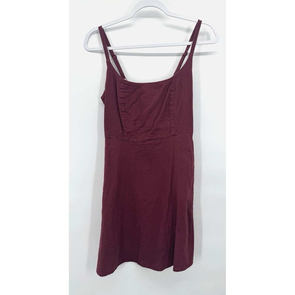 Old Navy Womens XS Dress Cami Burgundy Linen Dark Cottagecore Indie Grunge Twee
